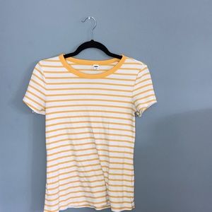 yellow and white striped top